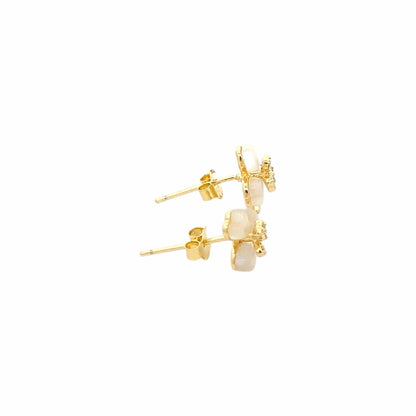 Floret Stud Earrings (Pure Silver) - Gold