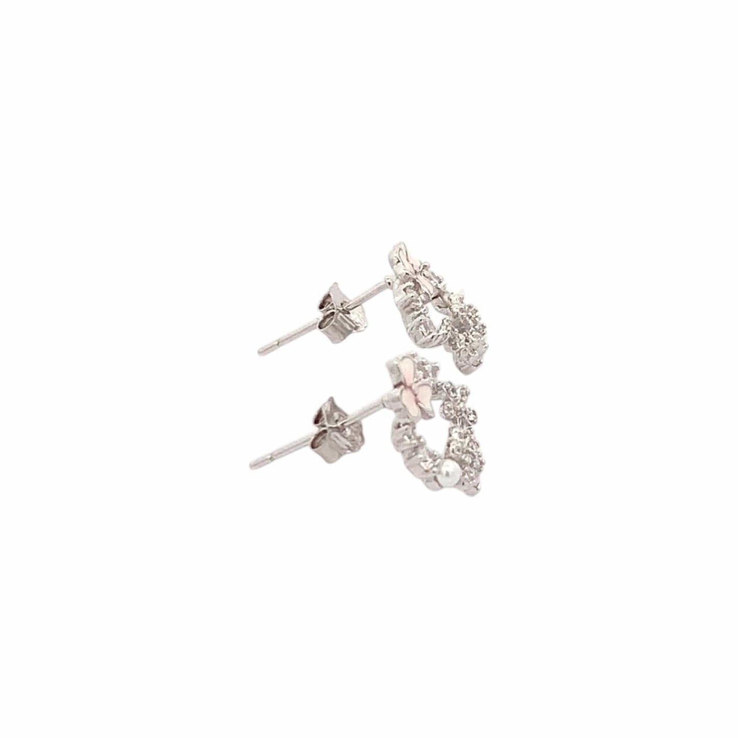 Spring Flower Stud Earrings (Pure Silver) - Silver