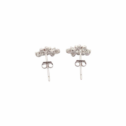 Spring Flower Stud Earrings (Pure Silver) - Silver