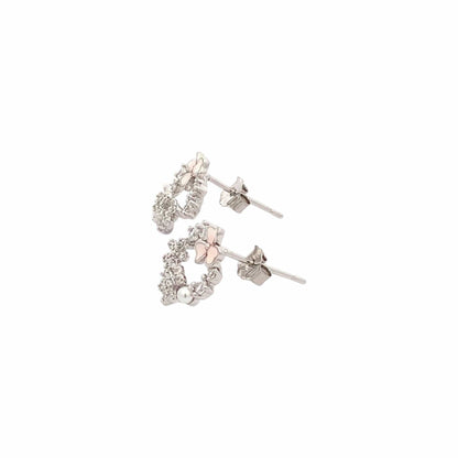 Spring Flower Stud Earrings (Pure Silver) - Silver