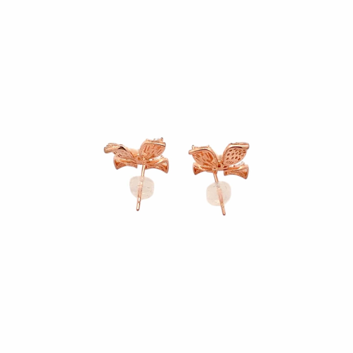 Elegant Pearl Bloom Stud Earrings (Pure Silver) - Rose Gold