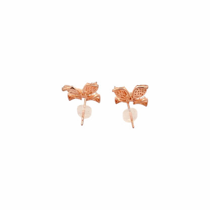Elegant Pearl Bloom Stud Earrings (Pure Silver) - Rose Gold