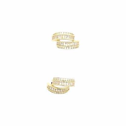 Duo Curve Stud Earrings (Pure Silver) - Gold