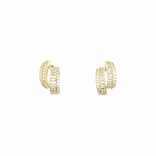 Duo Curve Stud Earrings (Pure Silver) - Gold