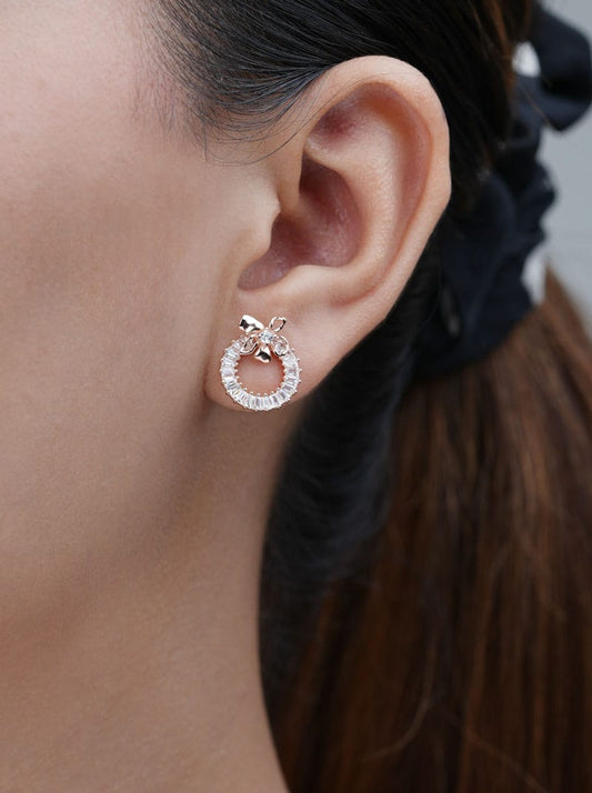 Blooming Circle Drop Earrings (Pure Silver) - Rose Gold