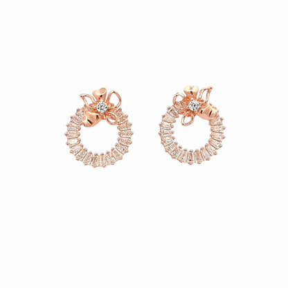 Blooming Circle Drop Earrings (Pure Silver) - Rose Gold