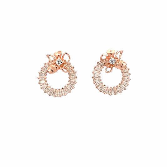 Blooming Circle Drop Earrings (Pure Silver) - Rose Gold