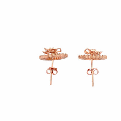 Blooming Circle Drop Earrings (Pure Silver) - Rose Gold