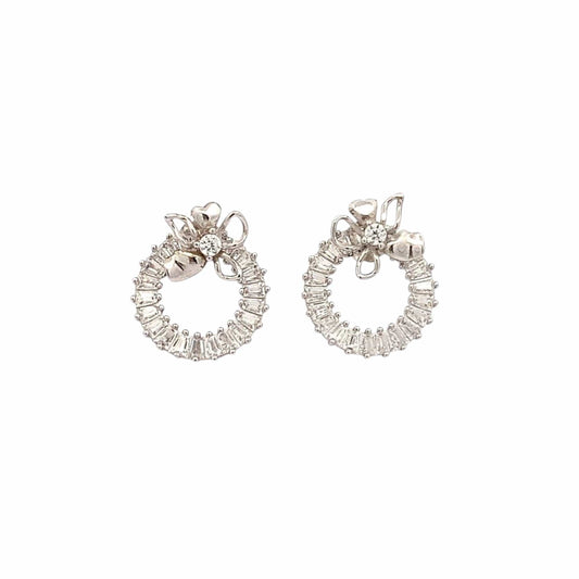 Blooming Circle Drop Earrings (Pure Silver) - Silver