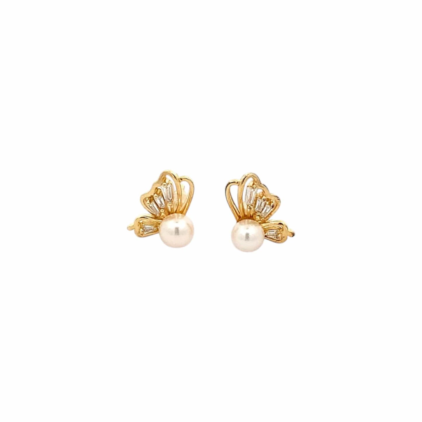 Half Butterfly Wings Stud Earrings (Pure Silver) - Gold