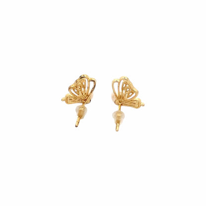 Half Butterfly Wings Stud Earrings (Pure Silver) - Gold
