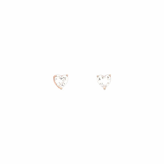 Heart Spark Stud Earrings (Pure Silver) - Rose Gold