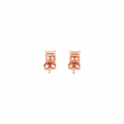 Baguette Square Stud Earrings (Pure Silver) - Rose Gold