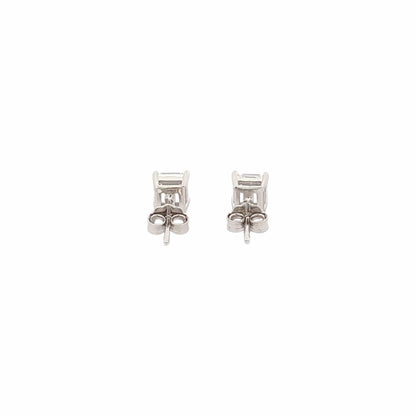 Baguette Square Stud Earrings (Pure Silver) - Silver