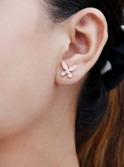 Sparkling Wings Stud Earrings (Pure Silver)