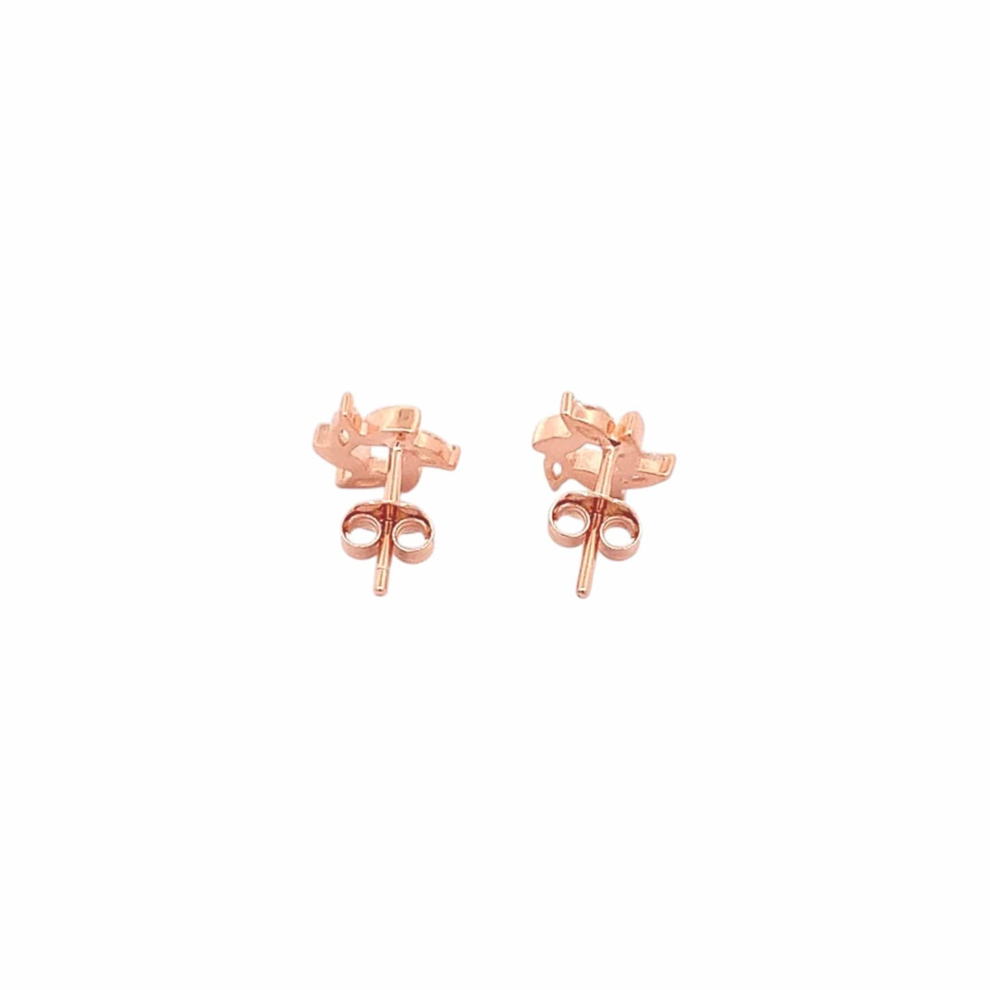 Marquise Circle Stud Earrings (Pure Silver) - Rose Gold