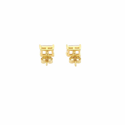 Baguette Rectangle Stud Earrings (Pure Silver) - Gold