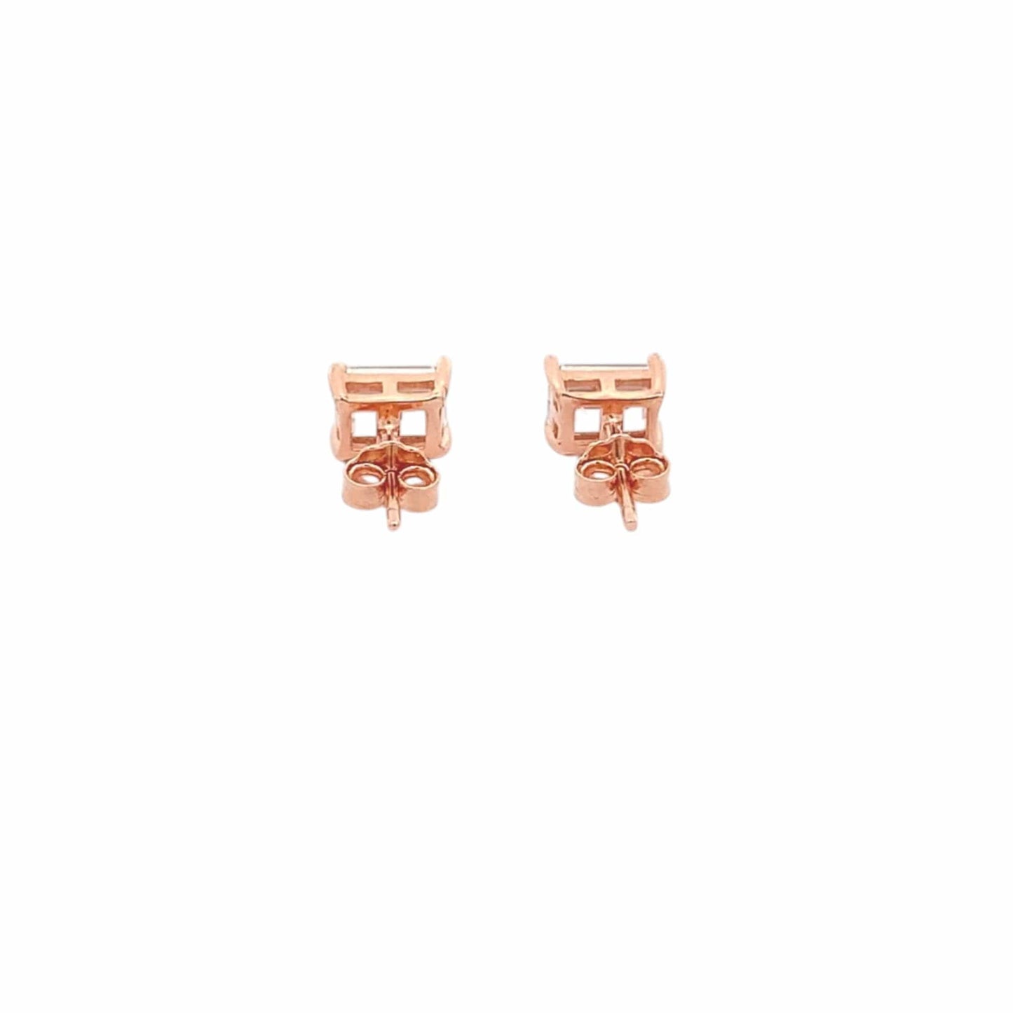 Baguette Rectangle Stud Earrings (Pure Silver) - Rose Gold