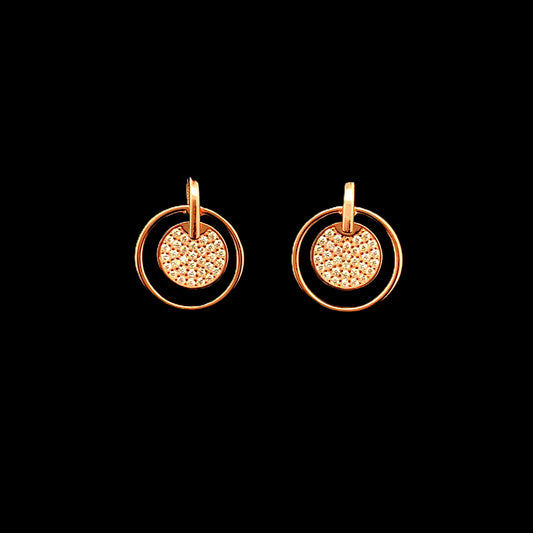 Inner Glow Circle Drop Earrings Rose Gold