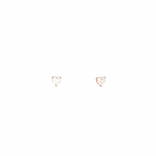 Tiny Heart Spark Stud Earrings (Pure Silver) - Rose Gold