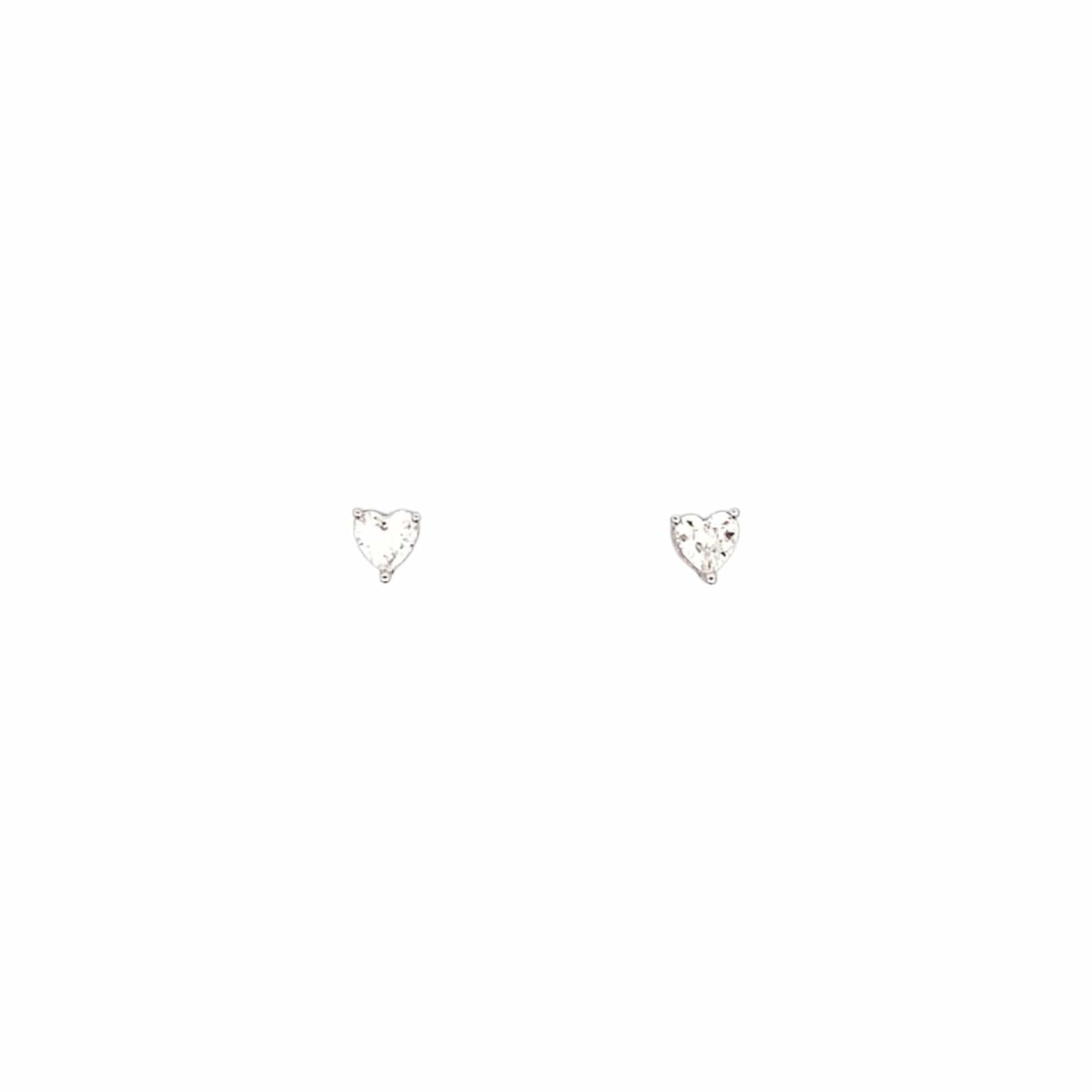 Tiny Heart Spark Stud Earrings (Pure Silver) - Silver