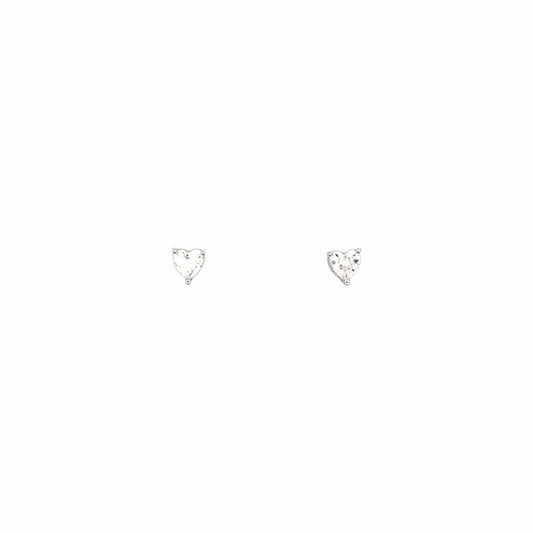 Tiny Heart Spark Stud Earrings (Pure Silver) - Silver