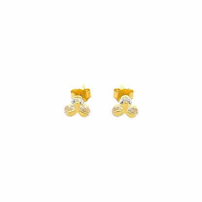 Tiny Trillium Stud Earrings (Pure Silver) - Gold