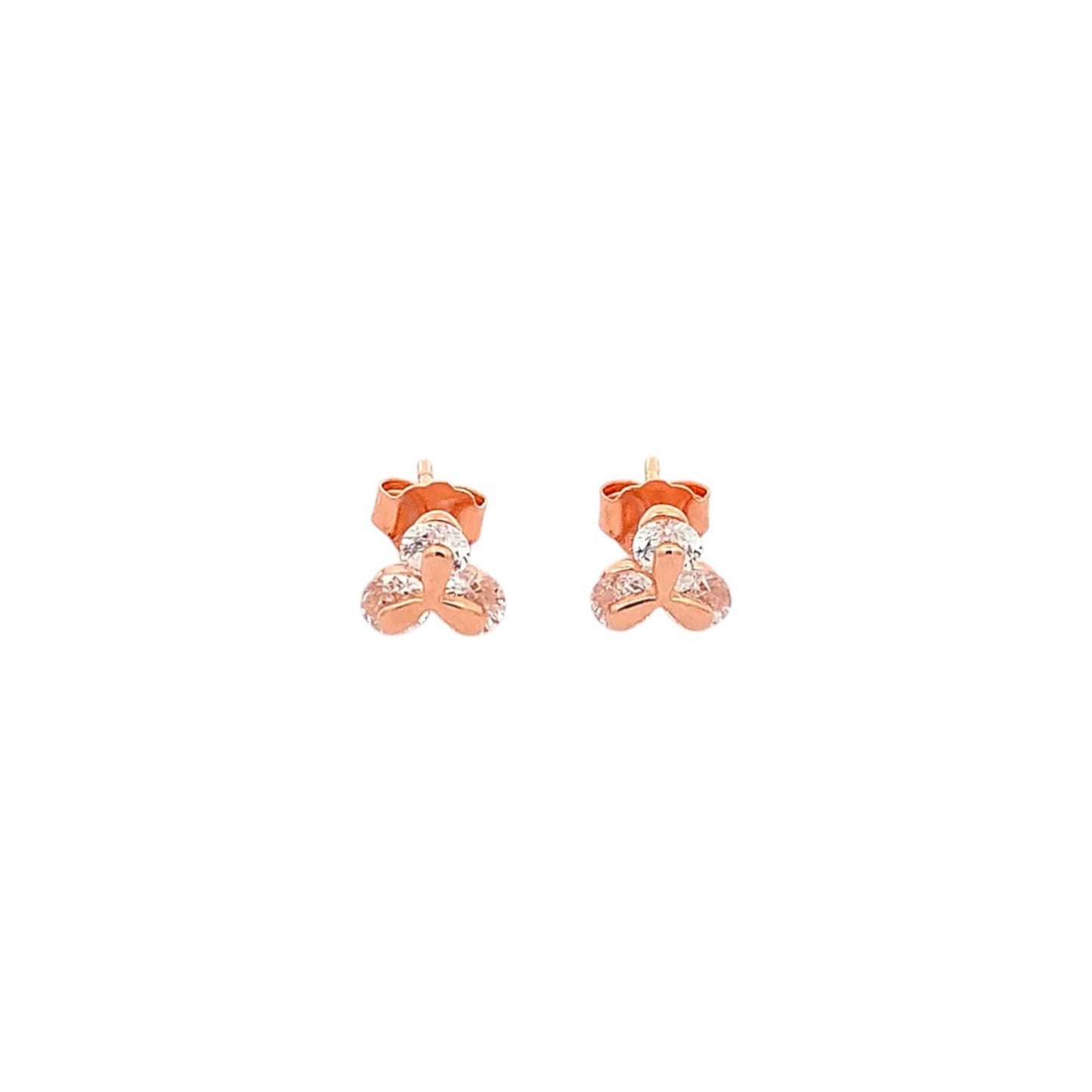 Tiny Trillium Stud Earrings (Pure Silver) - Rose Gold