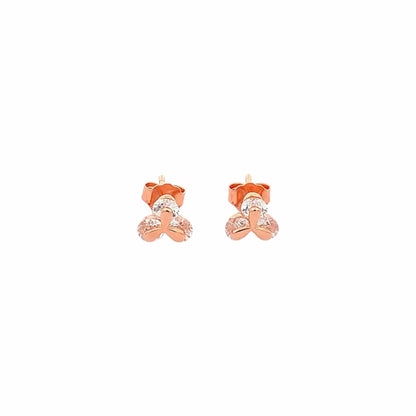 Tiny Trillium Stud Earrings (Pure Silver) - Rose Gold