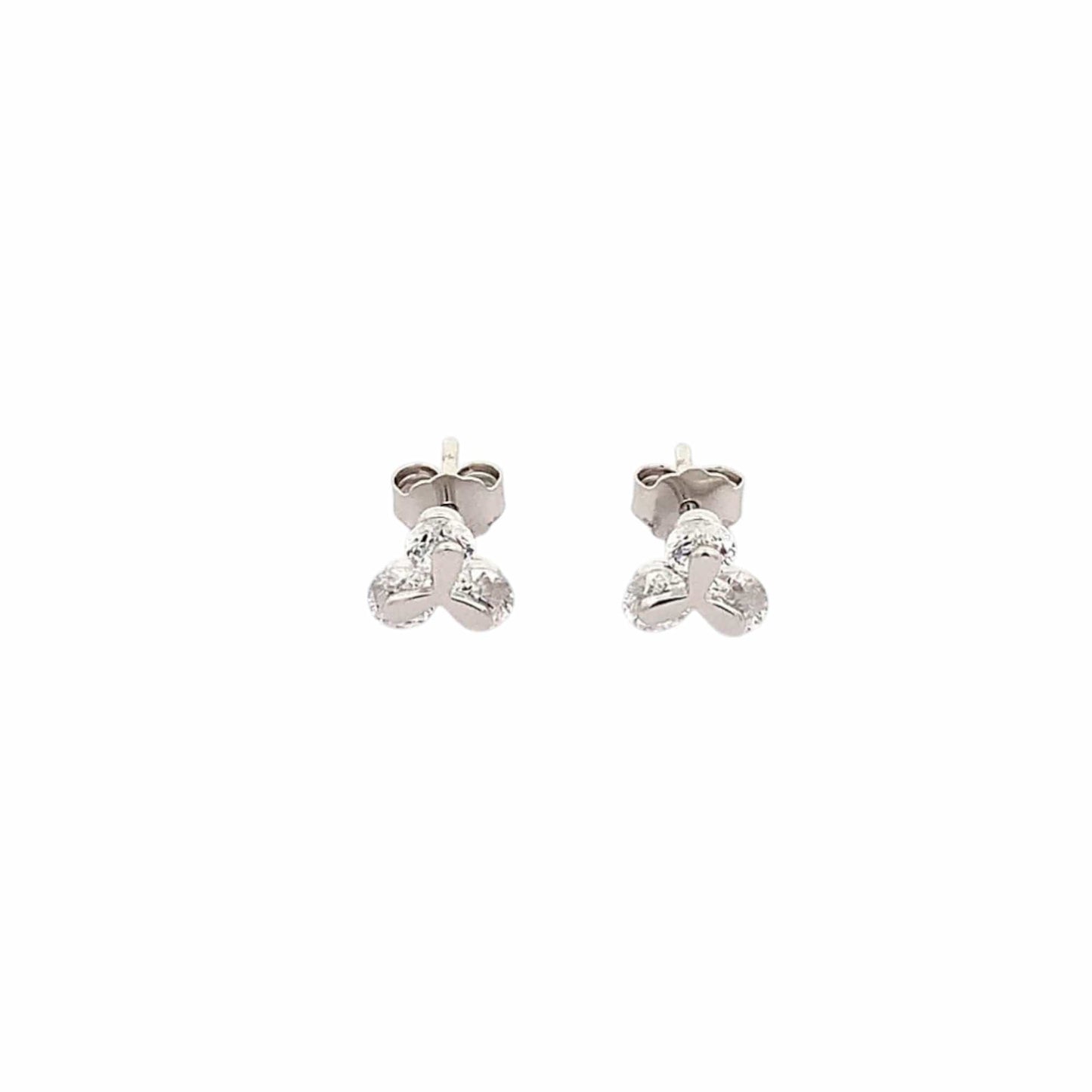 Tiny Trillium Stud Earrings (Pure Silver) - Silver