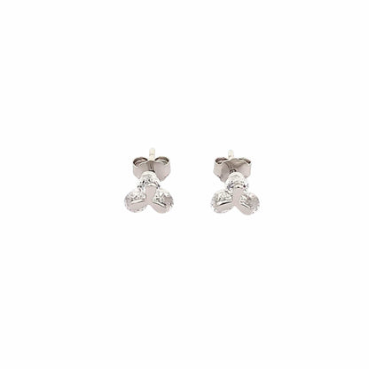 Tiny Trillium Stud Earrings (Pure Silver) - Silver