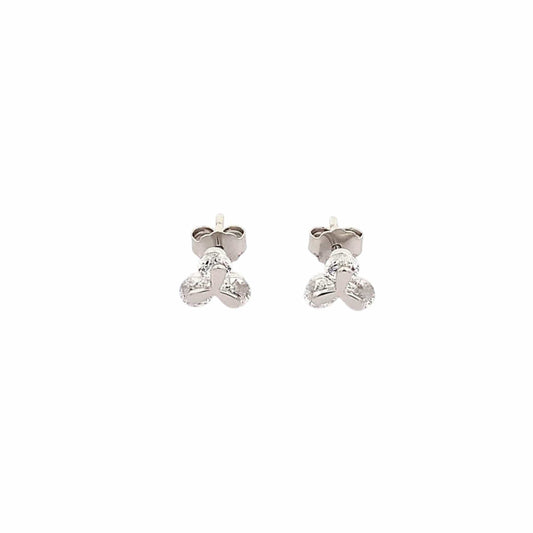 Tiny Trillium Stud Earrings (Pure Silver) - Silver