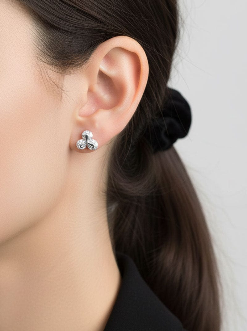 Tiny Trillium Stud Earrings (Pure Silver) - Silver
