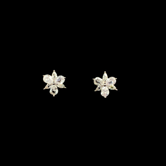 Trinity Bloom Stud Earrings Silver