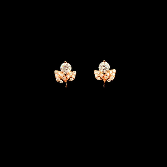 Double Leaf Brilliance Stud Earrings Rose Gold