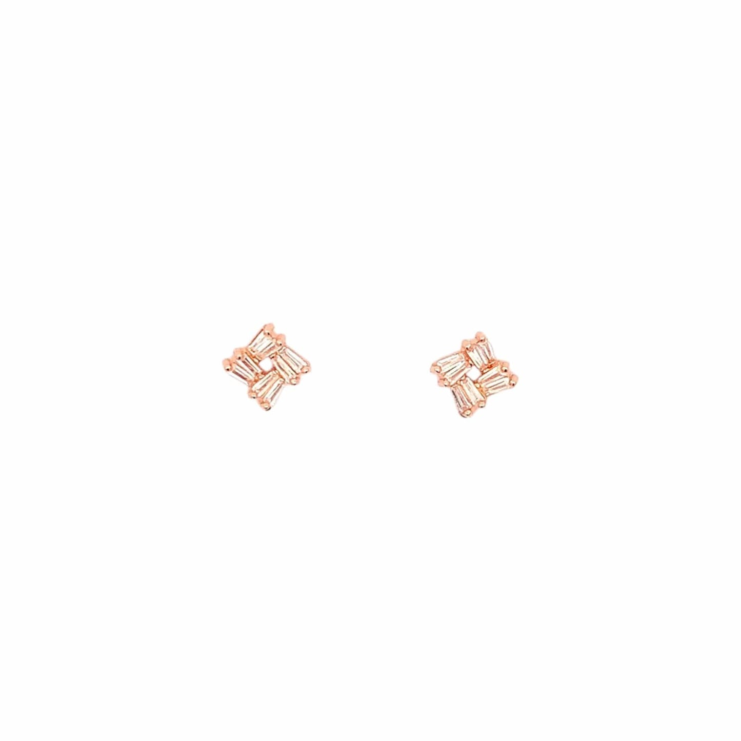 Square Brilliance Stud Earrings (Pure Silver) - Rose Gold