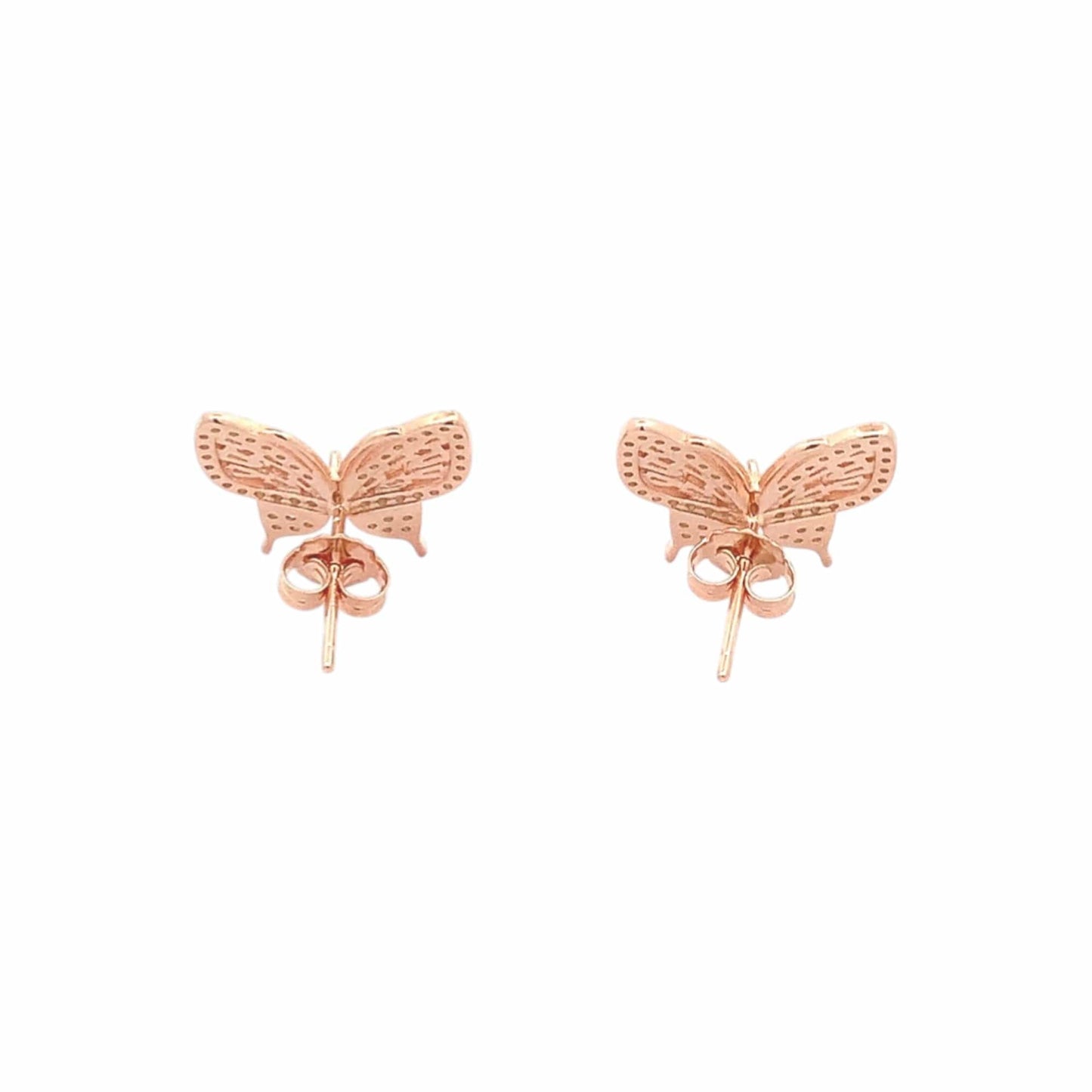 Swallowtail Butterfly Stud Earrings (Pure Silver) - Rose Gold