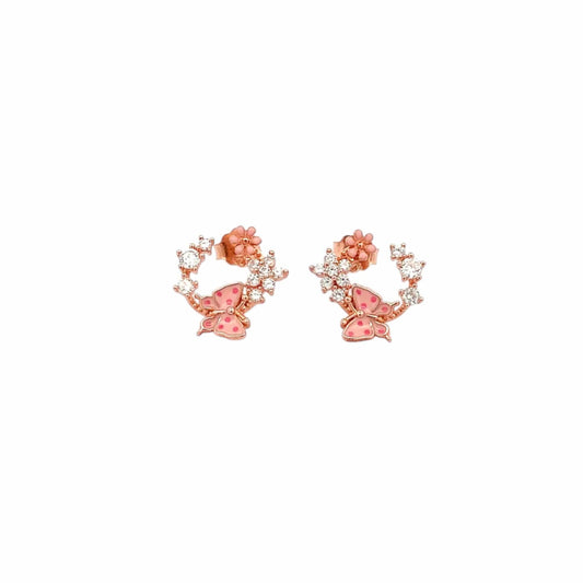 Crescent Stud Earrings (Pure Silver) - Rose Gold