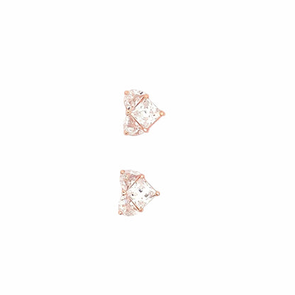 Sparkling Heart Stud Earrings (Pure Silver) - Rose Gold