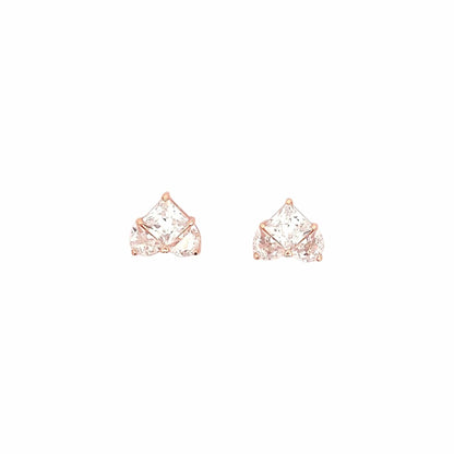 Sparkling Heart Stud Earrings (Pure Silver) - Rose Gold