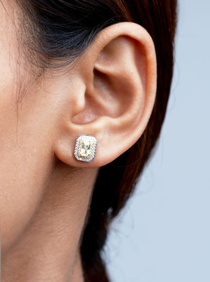 Rectangle Emerald Cut Stud Earrings