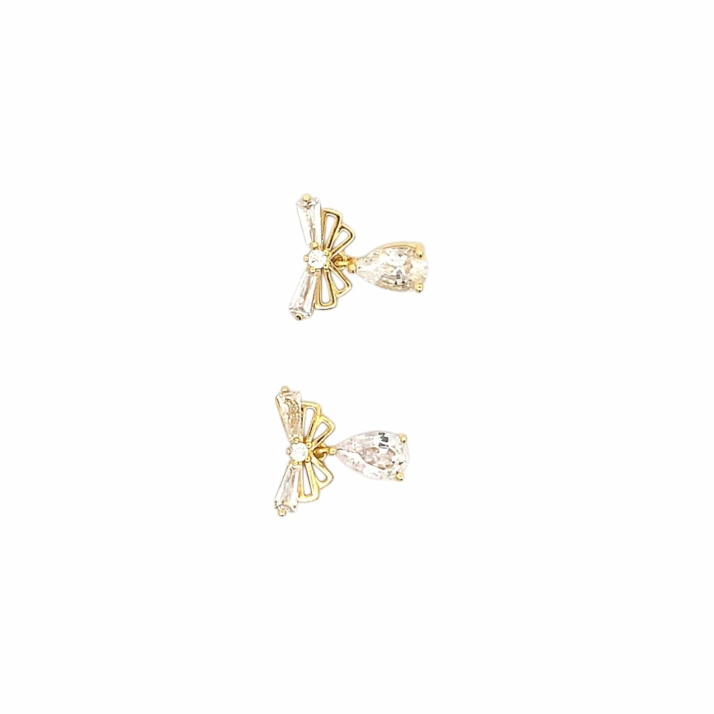 Teardrop Wings Charm Drop Earrings (Pure Silver) - Gold