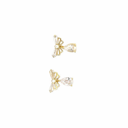 Teardrop Wings Charm Drop Earrings (Pure Silver) - Gold