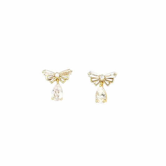 Teardrop Wings Charm Drop Earrings (Pure Silver) - Gold