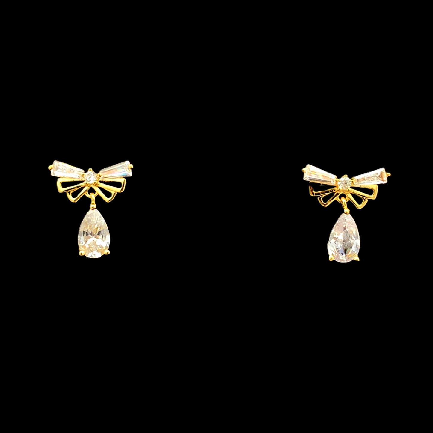 Teardrop Wings Charm Drop Earrings Gold