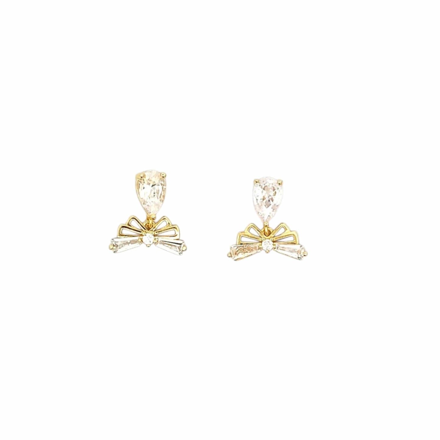 Teardrop Wings Charm Drop Earrings (Pure Silver) - Gold