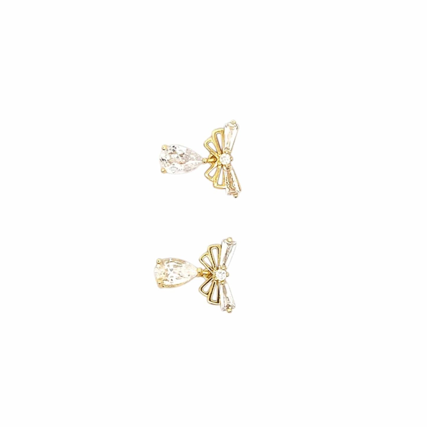 Teardrop Wings Charm Drop Earrings (Pure Silver) - Gold
