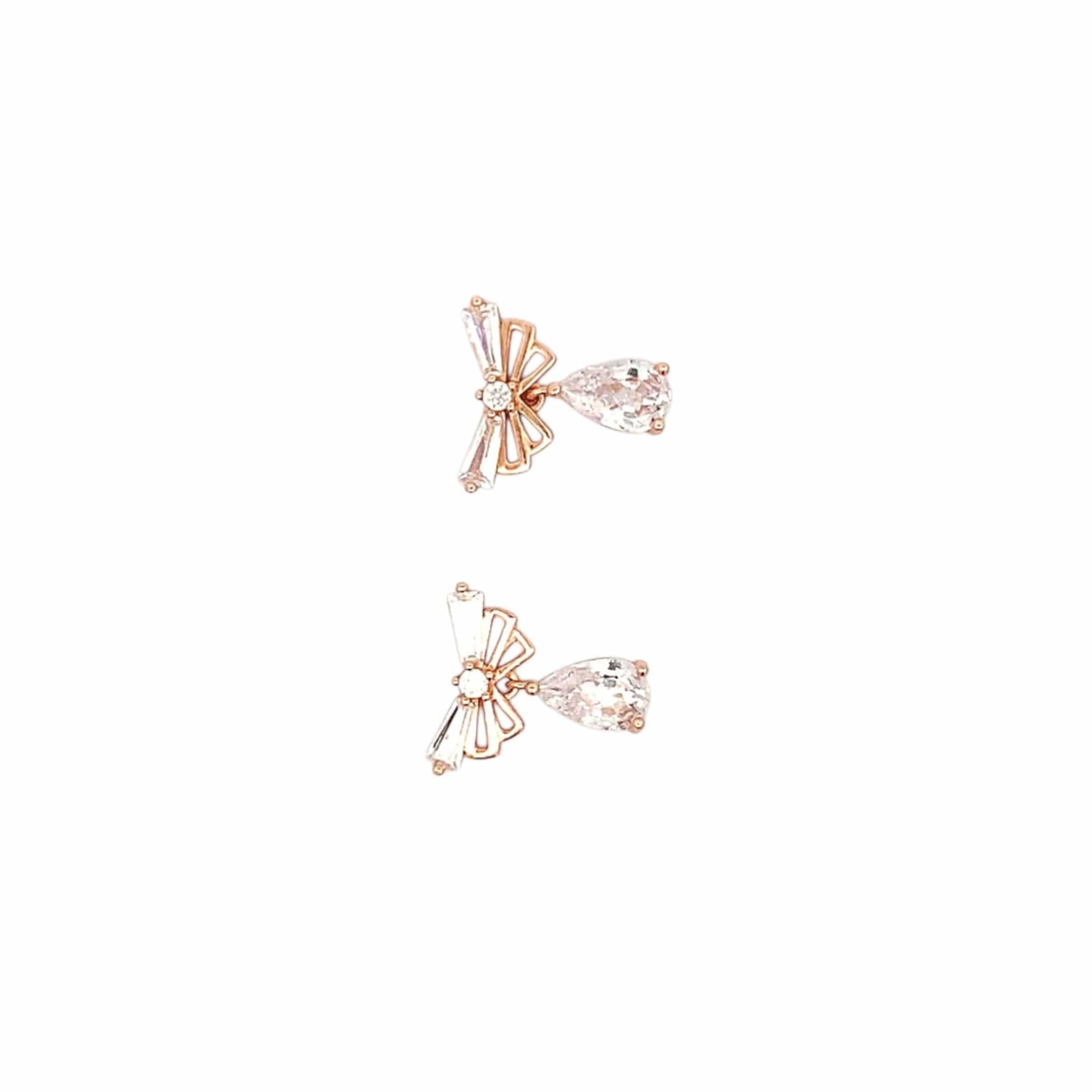 Teardrop Wings Charm Drop Earrings (Pure Silver) - Rose Gold