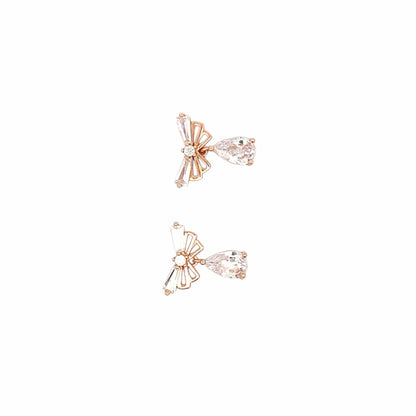 Teardrop Wings Charm Drop Earrings (Pure Silver) - Rose Gold