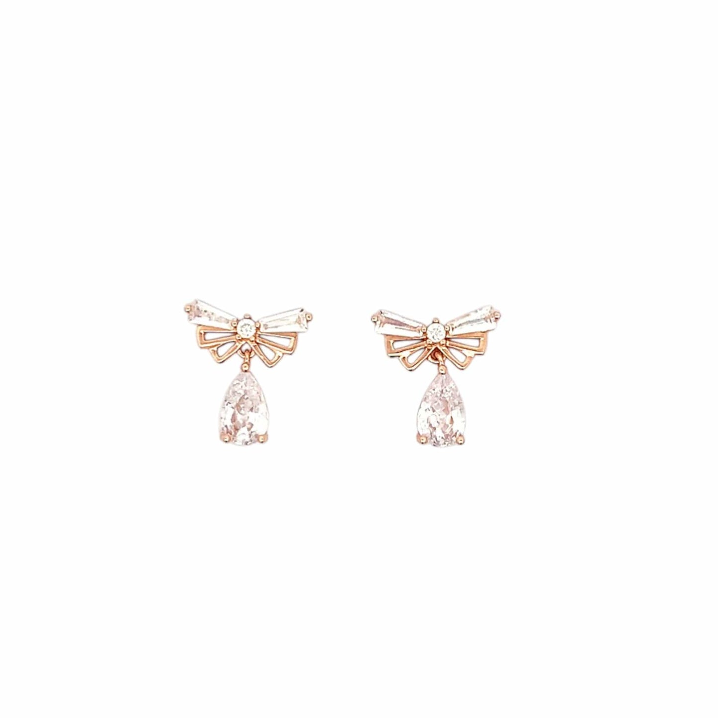 Teardrop Wings Charm Drop Earrings (Pure Silver) - Rose Gold